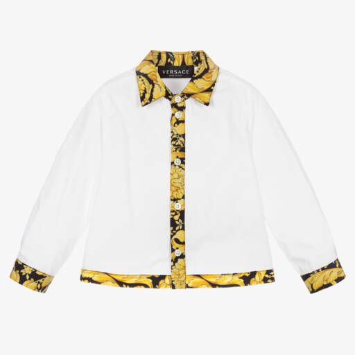 Versace-Baby Boys White Barocco Shirt | Childrensalon Outlet