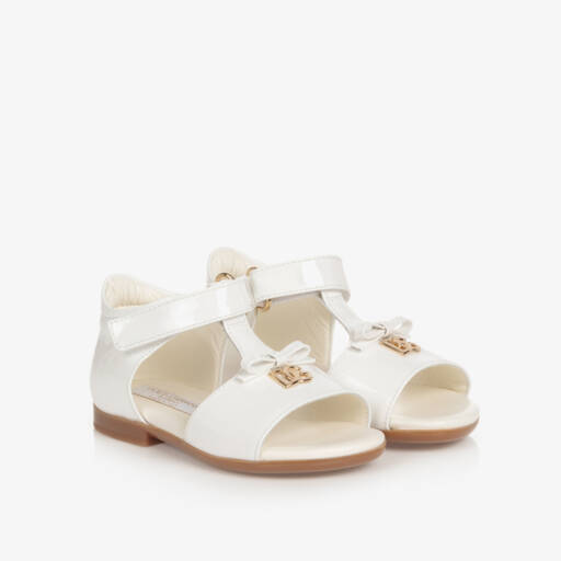 Dolce & Gabbana-Baby Girls White Patent Leather Sandals | Childrensalon Outlet