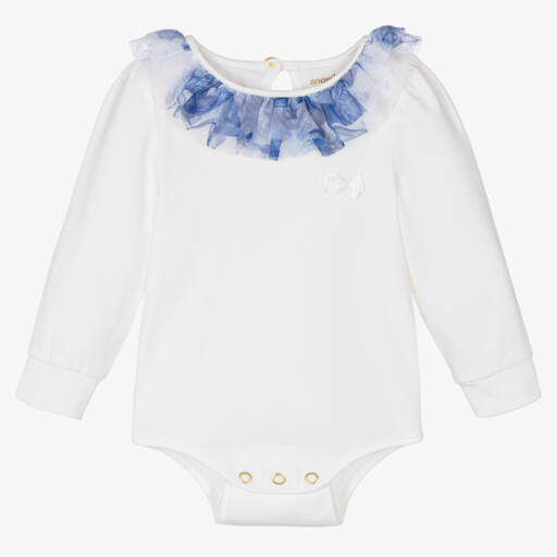 Angel's Face-Baby Girls White Tulle Collar Bodysuit | Childrensalon Outlet