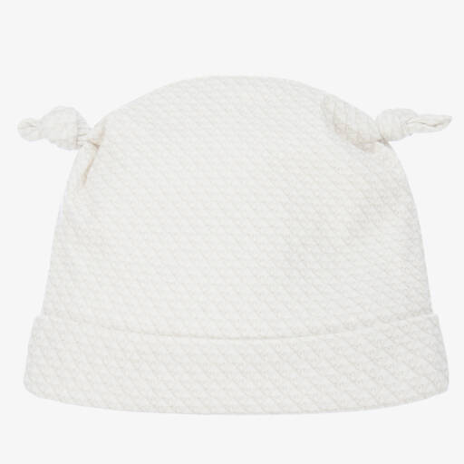Emporio Armani-Baby Ivory Cotton Logo Hat | Childrensalon Outlet