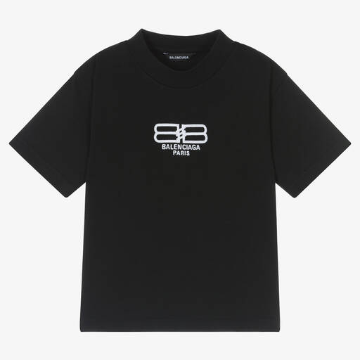 Balenciaga-Black BB Paris T-Shirt | Childrensalon Outlet