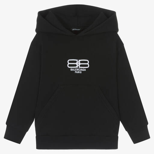 Balenciaga-Black Cotton Logo Hoodie | Childrensalon Outlet