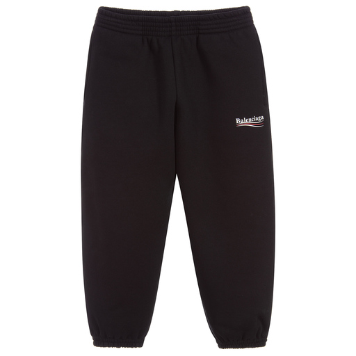 Balenciaga-Черные спортивные брюки из хлопка с логотипом | Childrensalon Outlet