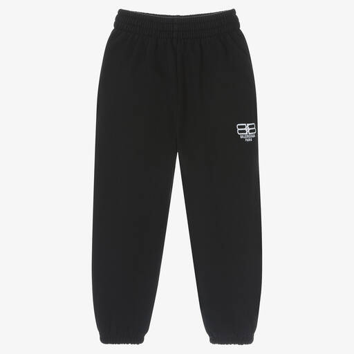 Balenciaga-Black Cotton Logo Joggers | Childrensalon Outlet