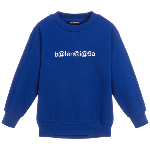 Balenciaga-Sweat-shirt bleu en coton à logo | Childrensalon Outlet