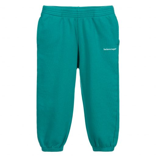 Balenciaga-Green Cotton Logo Joggers | Childrensalon Outlet