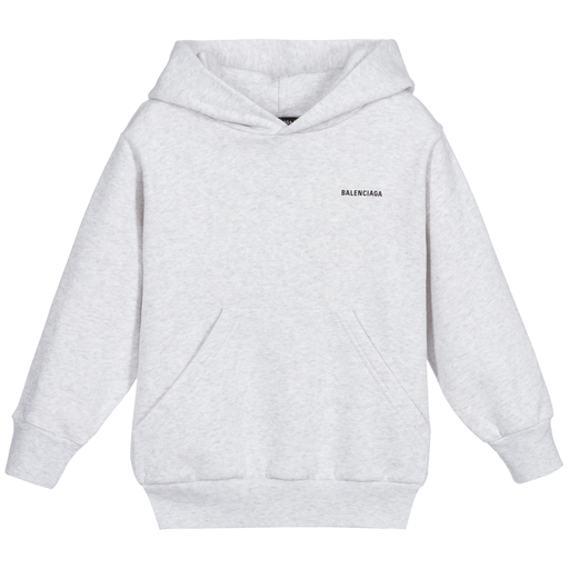 Balenciaga-Grey Logo Hooded Top | Childrensalon Outlet