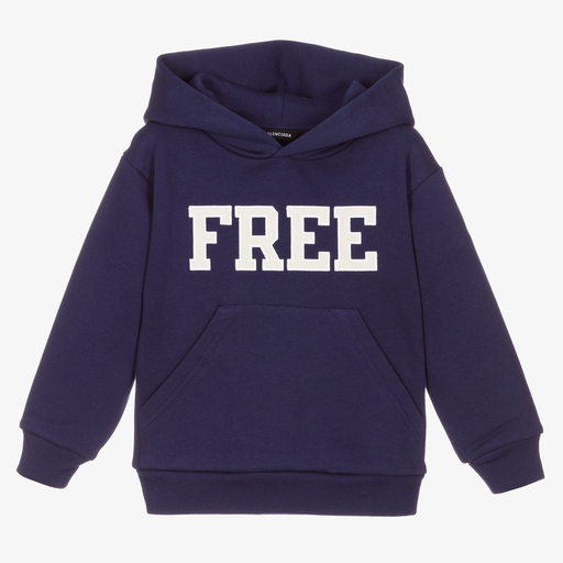 Balenciaga-Navy Blue FREE Logo Hoodie | Childrensalon Outlet