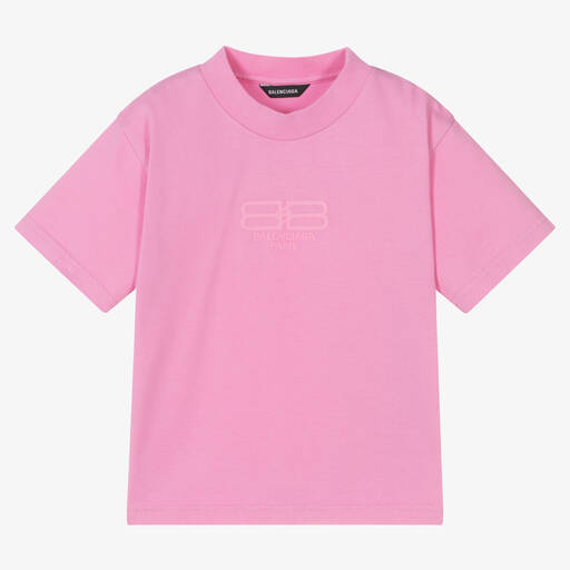 Balenciaga-Pink BB Paris T-Shirt | Childrensalon Outlet