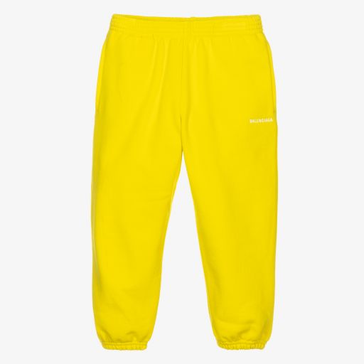 Balenciaga-Yellow Cotton Logo Joggers | Childrensalon Outlet