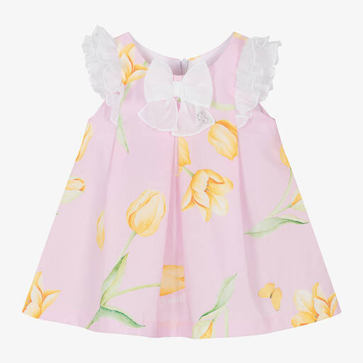 Balloon Chic-Baby Girls Pink Floral Cotton Dress | Childrensalon Outlet