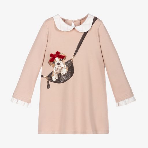 Balloon Chic-Beige Cotton Jersey Dress | Childrensalon Outlet