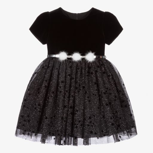Balloon Chic-Черное вельветовое платье с юбкой из тюля | Childrensalon Outlet
