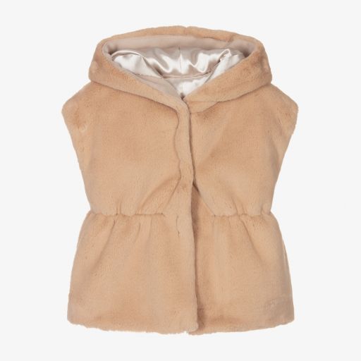 Balloon Chic-Girls Beige Faux Fur Gilet | Childrensalon Outlet