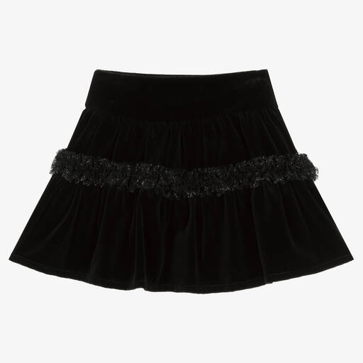 Balloon Chic-Girls Black Cotton Velour Skirt | Childrensalon Outlet