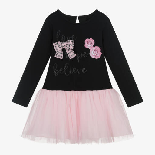Balloon Chic-Girls Black Jersey and Pink Tutu Dress | Childrensalon Outlet