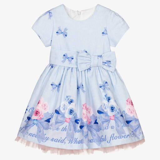 Balloon Chic-Girls Blue Cotton Dress | Childrensalon Outlet