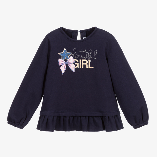 Balloon Chic-Girls Blue Cotton Sweatshirt | Childrensalon Outlet