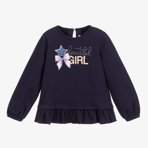 Balloon Chic-Sweat bleu en coton Fille | Childrensalon Outlet