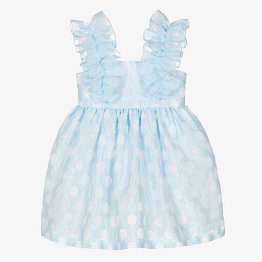 Balloon Chic-فستان جاكارد منقط لون أزرق | Childrensalon Outlet