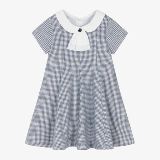 Balloon Chic-فستان كاروهات قطن لون أزرق | Childrensalon Outlet