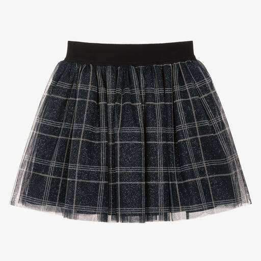 Balloon Chic-Girls Blue Tulle Check Skirt | Childrensalon Outlet