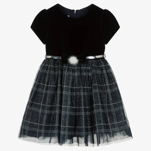 Balloon Chic-Girls Blue Velvet & Tulle Dress | Childrensalon Outlet