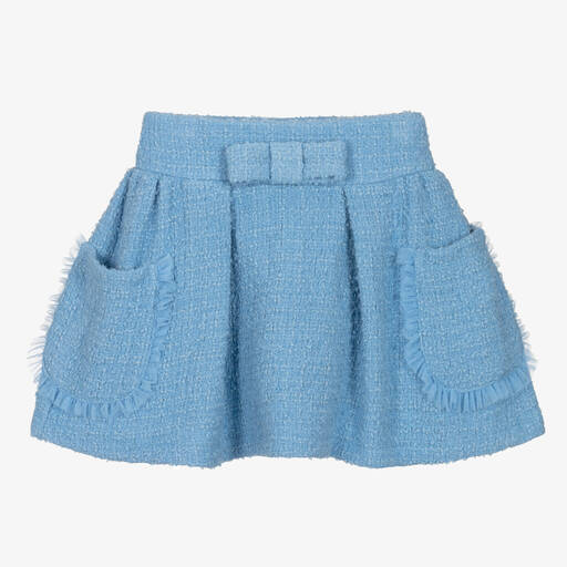 Balloon Chic-Girls Blue Wool Tweed Skirt | Childrensalon Outlet