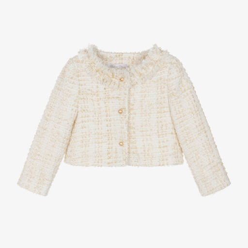 Balloon Chic-Girls Cream Tweed Coat | Childrensalon Outlet