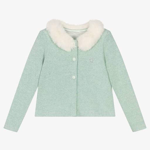 Balloon Chic-Girls Green Cotton Knit Cardigan | Childrensalon Outlet