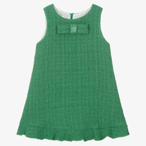 Balloon Chic-Girls Green Tweed Dress | Childrensalon Outlet