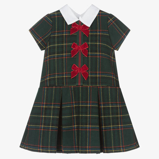 Balloon Chic-Girls Green Wool Tartan Dress | Childrensalon Outlet