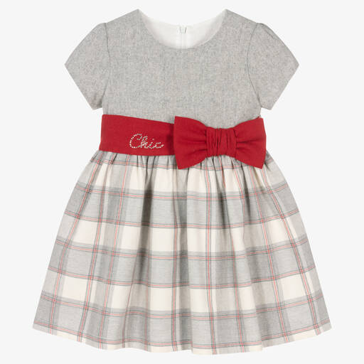 Balloon Chic-Girls Grey Cotton Check Dress | Childrensalon Outlet