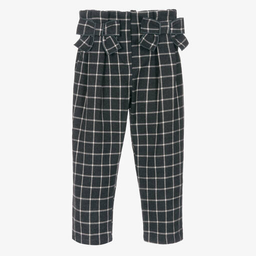Balloon Chic-Girls Grey Cotton Check Trousers | Childrensalon Outlet
