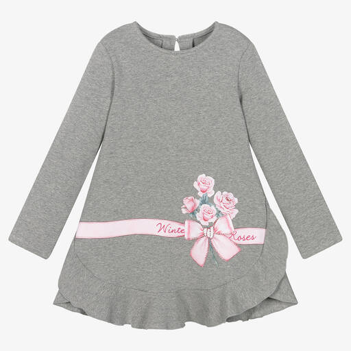 Balloon Chic-Girls Grey Cotton Jersey Dress | Childrensalon Outlet