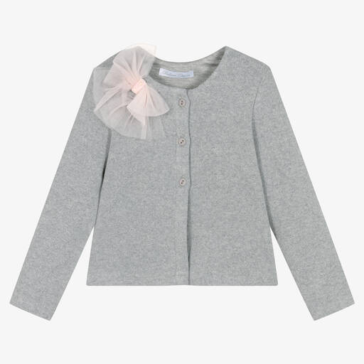 Balloon Chic-Girls Grey Cotton Knit Cardigan | Childrensalon Outlet