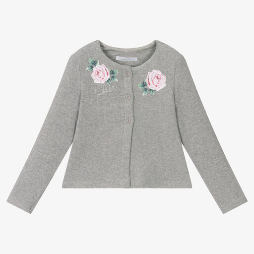 Balloon Chic-Серый кардиган с розами для девочек | Childrensalon Outlet