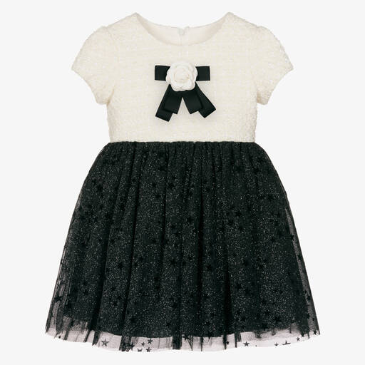 Balloon Chic-Girls Ivory & Black Tulle Dress | Childrensalon Outlet