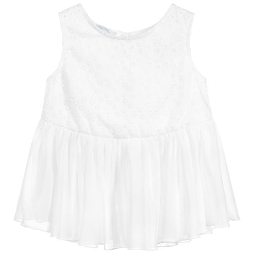 Balloon Chic-Girls Ivory Cotton Blouse | Childrensalon Outlet