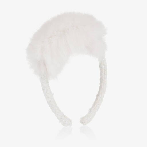 Balloon Chic-Girls Ivory Faux Fur Hairband | Childrensalon Outlet