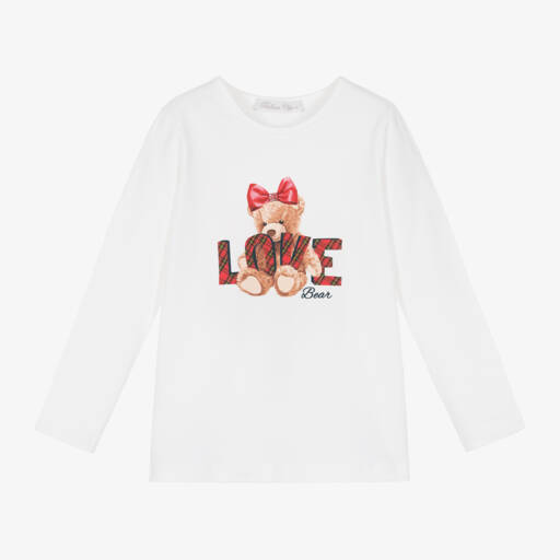 Balloon Chic-Girls Ivory Teddy Bear Top | Childrensalon Outlet