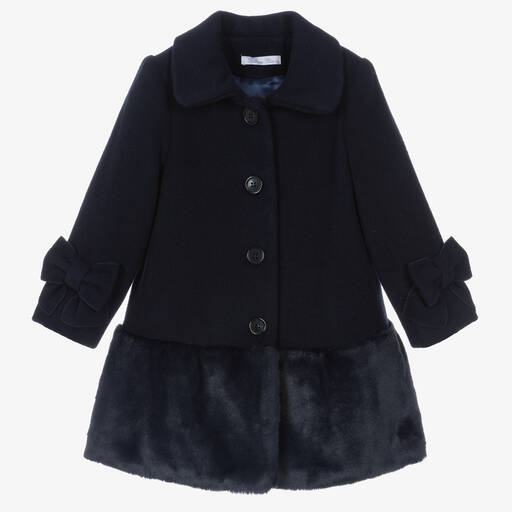 Balloon Chic-Синее шерстяное пальто для девочек | Childrensalon Outlet