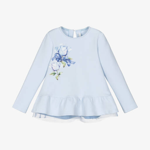 Balloon Chic-Girls Pale Blue Peplum Jersey Top | Childrensalon Outlet