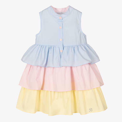 Balloon Chic-Голубое многоярусное платье из хлопка | Childrensalon Outlet