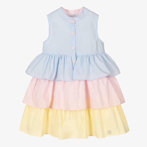 Balloon Chic-Robe bleu pastel en coton à volants | Childrensalon Outlet