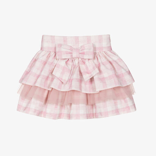 Balloon Chic-Girls Pink Checked Cotton Skirt | Childrensalon Outlet