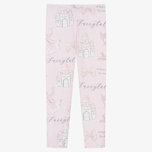 Balloon Chic-Girls Pink Cotton Fairytale Leggings | Childrensalon Outlet