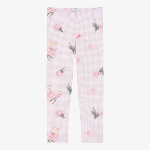 Balloon Chic-Girls Pink Cotton Rose Print Leggings | Childrensalon Outlet