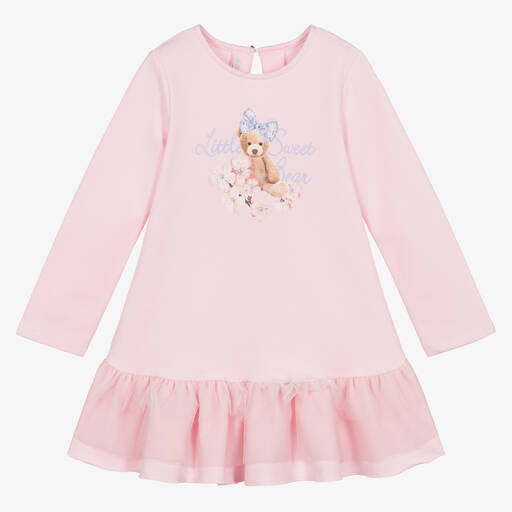 Balloon Chic-Girls Pink Cotton Teddy Bear Dress | Childrensalon Outlet