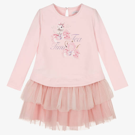 Balloon Chic-Girls Pink Cotton & Tulle Bunny Dress | Childrensalon Outlet